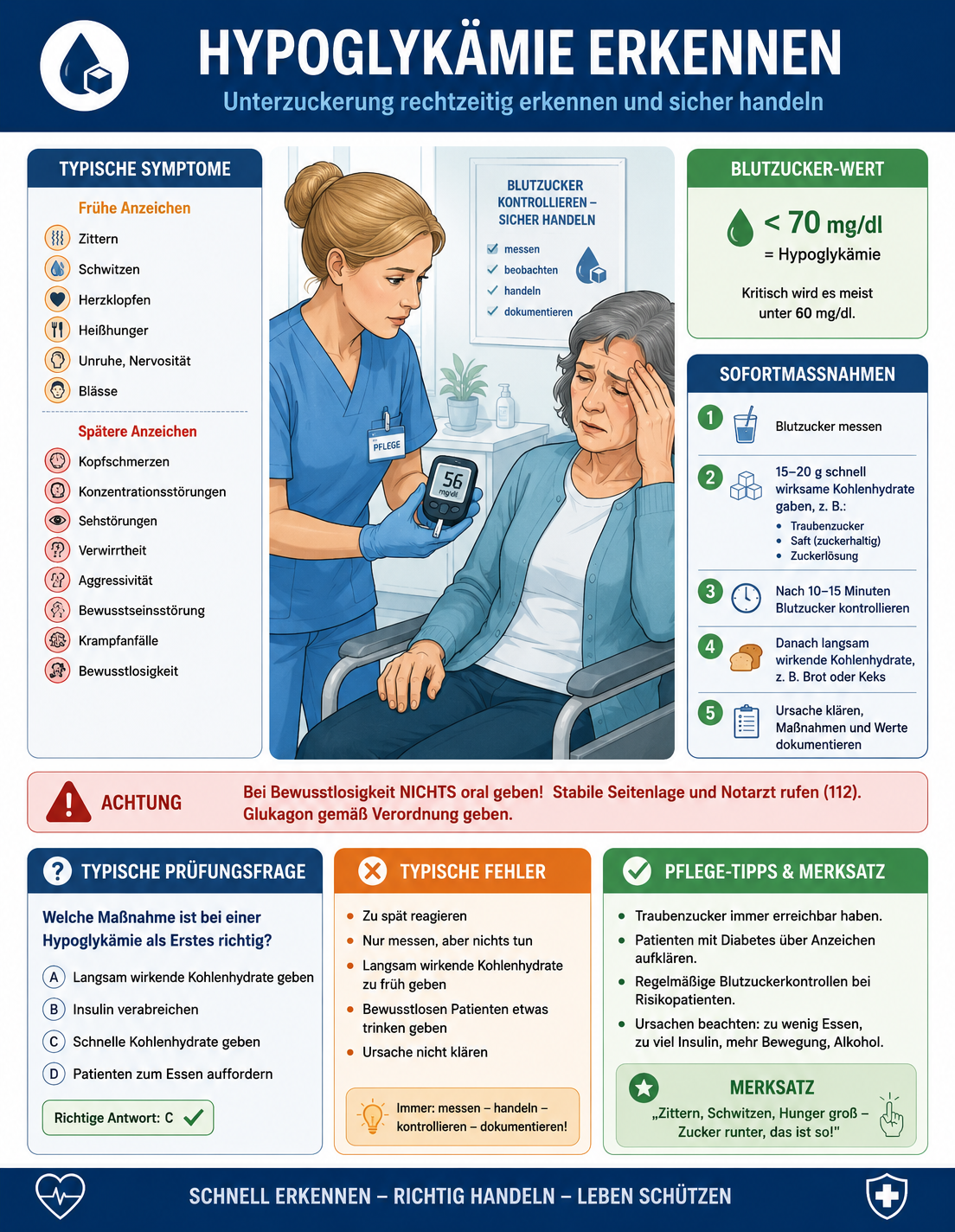 Hypoglykämie erkennen Lernkarte