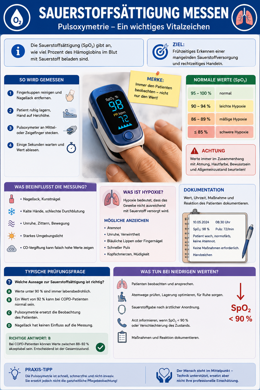 Sauerstoffsättigung messen mit Pulsoxymeter