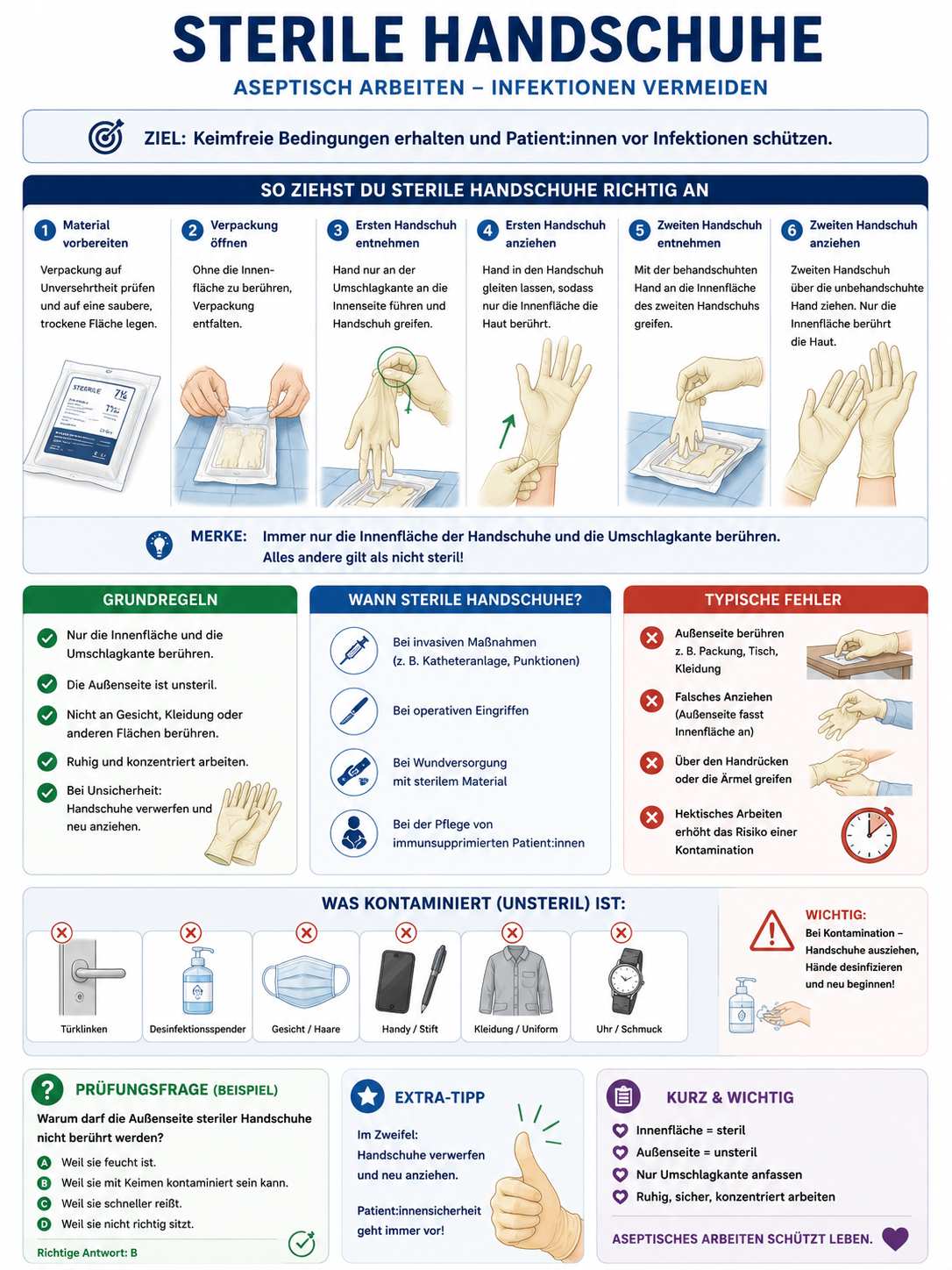 Sterile Handschuhe korrekt anziehen und aseptisch arbeiten